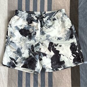 Zara Abstract Black and White Swim Trunks
